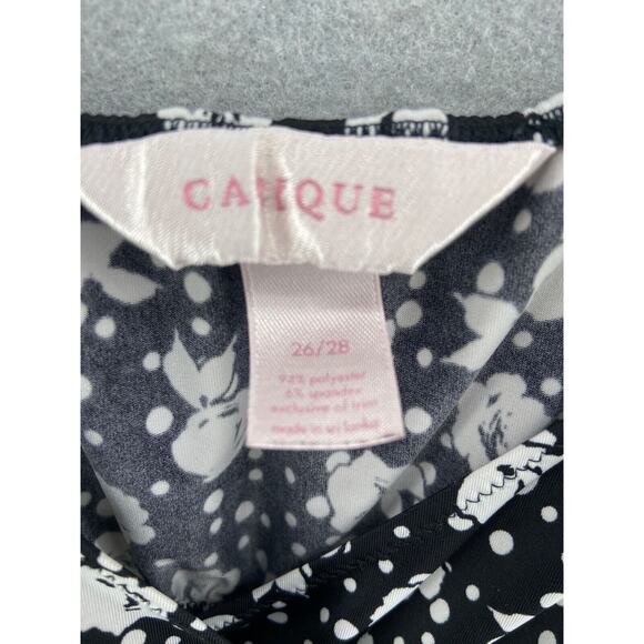 Cacique Gown Lingerie Women’s Sz 26/28 Plus Black White Floral Bow Faux Wrap - Picture 7 of 12